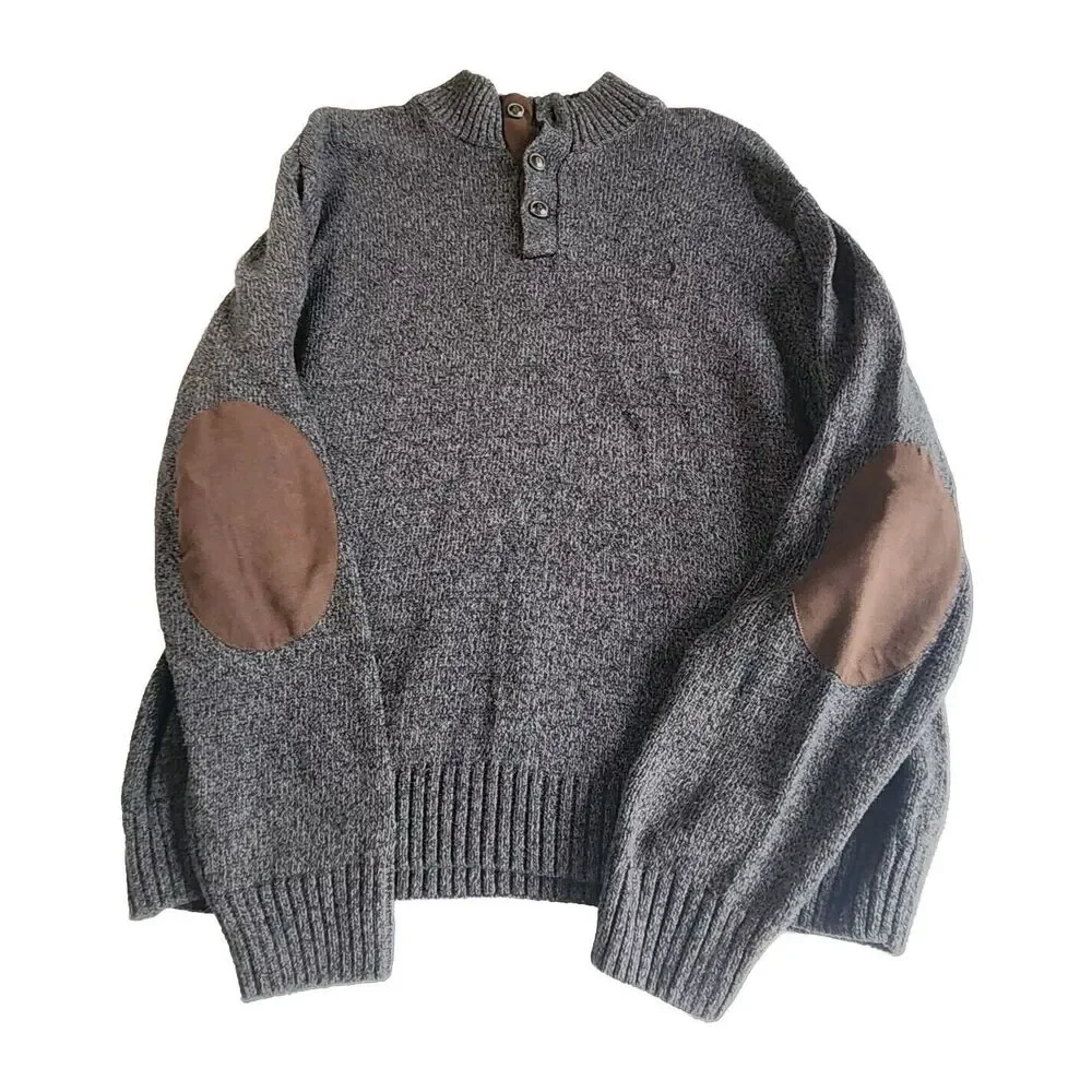 Mens Chaps Long Sleeve Quarter Button Sweater Sz XL 100% Cotton